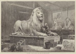 Sir Edwin Landseer modeluje lwy dla Trafalgar-Square autorstwa Arthur Hopkins