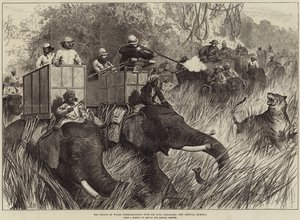 Książę Walii strzelanie do tygrysów z Sir Jung Bahadoorem, momentem krytycznym autorstwa Arthur Hopkins