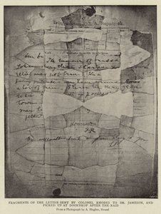 Fragmenty listu wysłanego przez pułkownika Rhodesa do dr Jamesona i odebranego w Doornkop po nalocie autorstwa Arthur Hughes