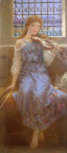 Dziewczyna ze skrzypcami autorstwa Arthur Hughes