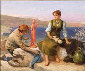 Zaloty Garncarza, ok. 1886 r. autorstwa Arthur Hughes