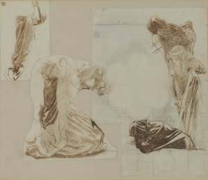 Królowe na barce, 1857 (atrament na papierze) autorstwa Arthur Hughes
