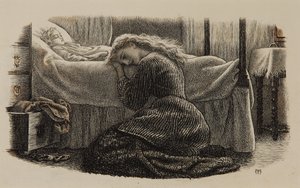 Śmierć najmłodszego dziecka, ok. 1865 (tusz na papierze) autorstwa Arthur Hughes