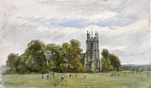 Cricket on the Stray, przed kościołem Chrystusa, High Harrogate (akwarela) autorstwa Arthur J. Stark