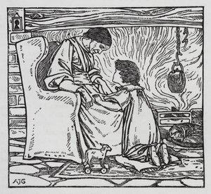 Hans Christian Andersen: Dziewczyna, która nadepnęła na bochenek (lito) autorstwa Arthur Joseph Gaskin