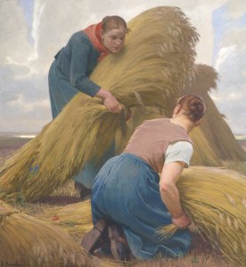Kobiety wiążące ziarno autorstwa Arthur Kampf