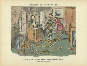 Dzień z życia dwunastowiecznego barona feudalnego (kolorowa litografia)