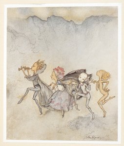 AKT IV: Scena I, wers 46 Każdy, potykając się o palec u nogi, Będzie tu z mopem i kosą. Nimfy. autorstwa Arthur Rackham