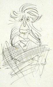 Groteskowa włochata głowa (pióro i atrament na papierze) autorstwa Arthur Rackham