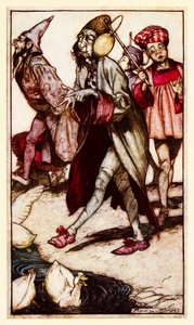 Laputianin na spacerze z części III: Podróż do Laputy itp. w Gullivers Travels autorstwa Jonathana Swifta autorstwa Arthur Rackham