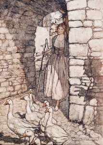 Niestety! Drogi Falado, tam wisisz .. , z Bajek braci Grimm, wyd. 1909 autorstwa Arthur Rackham