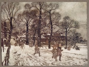 Popołudnie, kiedy Ogrody były białe od śniegu, od Piotruś Pan w Kensington Gardens JM Barrie (1860 - 1937), wyd. 1906 autorstwa Arthur Rackham