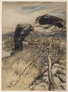 Ilustracja „The Twa Corbies” autorstwa Arthur Rackham