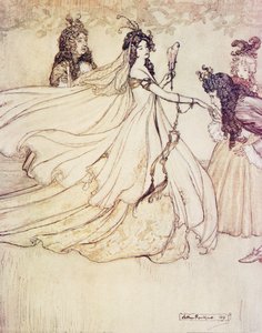 Ashenputtel idzie na bal, z Baśni braci Grimm, wyd. 1909 autorstwa Arthur Rackham