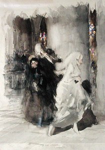 Na weselu (akwarela na papierze) autorstwa Arthur Rackham