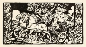 Becfola w swoim rydwanie z Zaloty Becfola w irlandzkich bajkach autorstwa Arthur Rackham