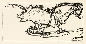 Carl łapiący dzika na kolację, z filmu „Carl of the Drab Coat w Irish Fairy Tales autorstwa Arthur Rackham