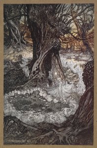 Chodź, teraz rondo”. Kadr z filmu „Sen nocy letniej”. autorstwa Arthur Rackham