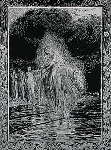 Przeprawa przez rzekę autorstwa Arthur Rackham