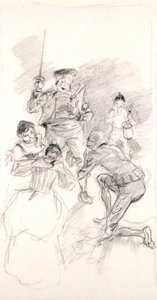 Don Kichot Bends Low (ołówek na papierze) autorstwa Arthur Rackham