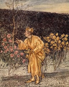 Każdy kwiatek zmienił się na złoty, ilustracja z „Cudownej książki dla dziewcząt i chłopców” Nathaniela Hawthorne