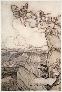 Wróżki w górach, z Rip Van Winkle by Washington Irving, wyd. 1910 autorstwa Arthur Rackham