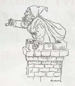Święty Mikołaj schodzi przez komin autorstwa Arthur Rackham