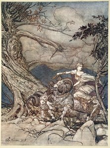 „Fricka zbliża się w gniewie”, 1910. autorstwa Arthur Rackham