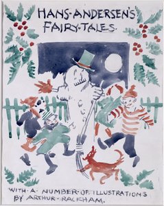 Szkic przedniej okładki dla Hans Andersens Fairy Tales (wc na papierze) autorstwa Arthur Rackham