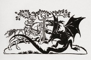 Jerzy i smok. Z książki English Fairy Tales opowiedzianej przez FA Steel z ilustracjami Arthura Rackhama, opublikowanej w 1927 r. autorstwa Arthur Rackham