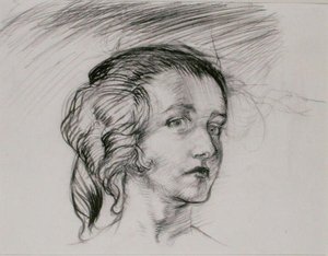 Głowa dziewczyny (ołówek na papierze) autorstwa Arthur Rackham
