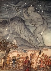 Herkules wzruszył ramionami, ilustracja z „Cudownej książki dla dziewcząt i chłopców” Nathaniela Hawthorne