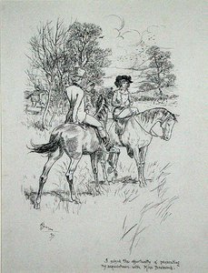 „Skorzystałem z okazji, by ścigać moją znajomość z panną Dashwood”, ilustracja z „The Irish Dragoon” Charlesa O