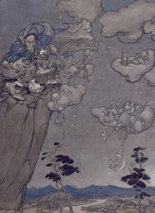 Ilustracja z Rip Van Winkle autorstwa Washington Irving (1783-1859) 1904 (pióro i atrament z toaletą na papierze) autorstwa Arthur Rackham