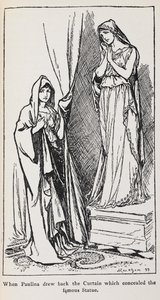 Ilustracja przedstawiająca Paulinę z Zimowej opowieści autorstwa Arthur Rackham
