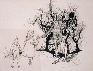 „To był rodzaj szkieletu”, ilustracja z „Zankiwank i Bletherwitch” S.J. Adair Fitzgerald, opublikowany 1896 (pióro i atrament) autorstwa Arthur Rackham