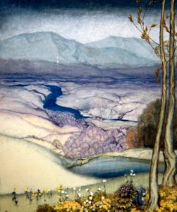 Krajobraz, ok. 1920 (wc na papierze) autorstwa Arthur Rackham