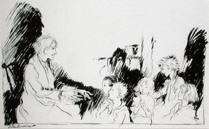 Długie historie o duchach, czarownicach i Indianach, ilustracja z „Rip van Winkle” Washingtona Irvinga (1783-1859), wydanie opublikowane w 1916 r. (pióro i atrament na papierze) autorstwa Arthur Rackham