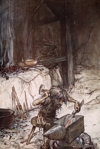„Mim przy kowadle”, 1924. autorstwa Arthur Rackham