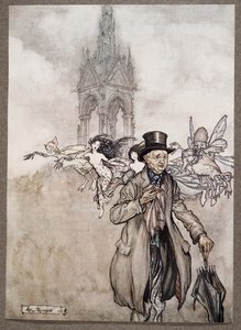 Stary pan Salford był jabłkiem-krabem starego dżentelmena, który przez cały dzień wędrował po Ogrodach, od Piotrusia Pana w Kensington Gardens przez JM Barrie (1860 - 1937), wyd. 1906 autorstwa Arthur Rackham