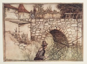 Pewnego razu biedny wieśniak imieniem Crabb niósł do miasta ładunek drewna ciągnięty przez dwa woły na sprzedaż z pubu The Fairy Tales of the Brothers Grimm. 1909 autorstwa Arthur Rackham