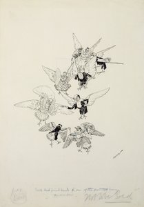 Jeden z najładniejszych tańców, jakie kiedykolwiek widziałeś, ilustracja z The Zankiwank and the Bletherwitch autorstwa S.J. Adair Fitzgerald, opublikowany 1896 (pióro i atrament) autorstwa Arthur Rackham