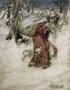 Święty Mikołaj, ilustracja z Arthur Rackhams Book of Pictures, 1907, opublikowana w 1913 (pióro, atrament i toaleta na papierze) autorstwa Arthur Rackham