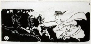 Starlight Frolics (pióro i atrament na papierze) autorstwa Arthur Rackham