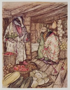 Sklepy zimowe Badgers, które rzeczywiście były widoczne wszędzie, zajmowały połowę pokoju, od Wind in the Willows Kennetha Grahame