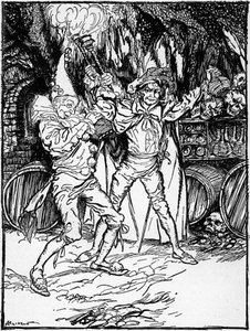„Beczka Amontillado” Edgara Allana Poe autorstwa Arthur Rackham