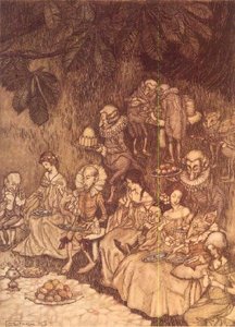 „Uczta” z „Piotruś Pana w Kensington Gardens” J.M. Barrie autorstwa Arthur Rackham