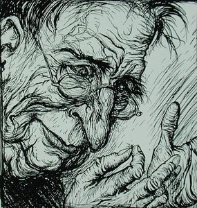 Pchła i człowiek, ilustracja z „Bajek Ezopa”, wydanej przez Heinemann autorstwa Arthur Rackham