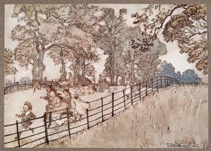 The Hump, który jest częścią Broad Walk, gdzie odbywają się wszystkie wielkie wyścigi, od Piotrusia Pana w Kensington Gardens przez JM Barrie (1860 - 1937), wyd. 1906 autorstwa Arthur Rackham