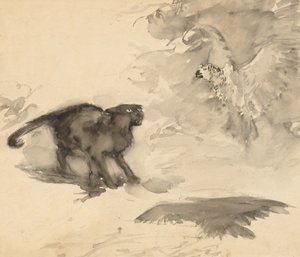 Papuga i kot (Szkic do „Dobranoc” Eleanor Gates) autorstwa Arthur Rackham